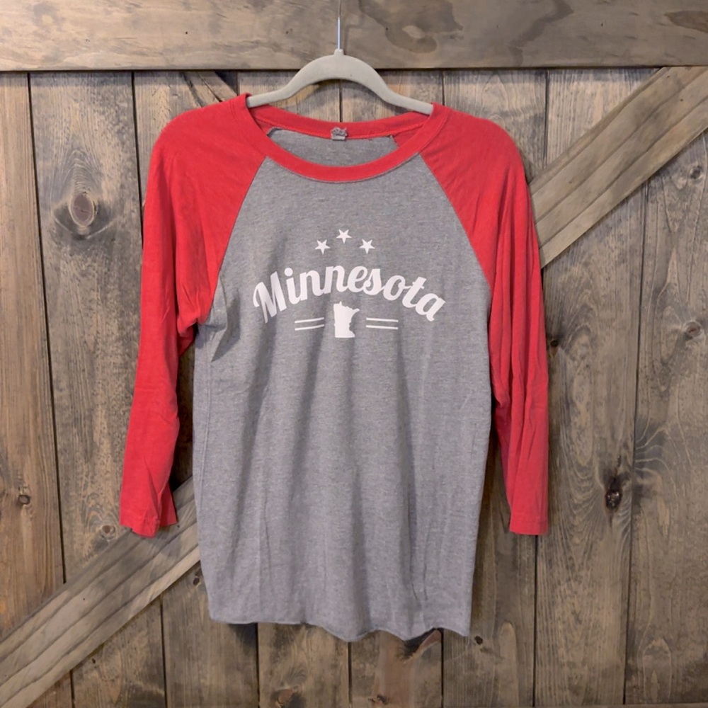 Minnesota Graphic Long Sleeve Tee - Red and Gray